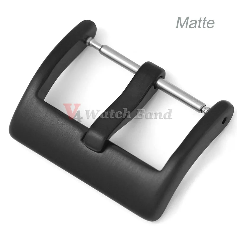 Matte Polished Clasp Watch Band Metal Buckle 16 18 20 22 24mm Silver Black Gold Steel Buckle Strap Solid Square Button for Seiko