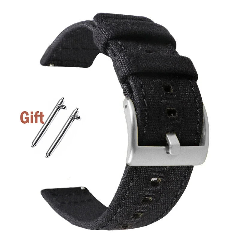 Quick Release Bracelet for Huawei Strap18mm 20mm 22mm Braided Canvas Watch Band for Samsung Galaxy 3/4 40mm 44mm Classic 46/42mm