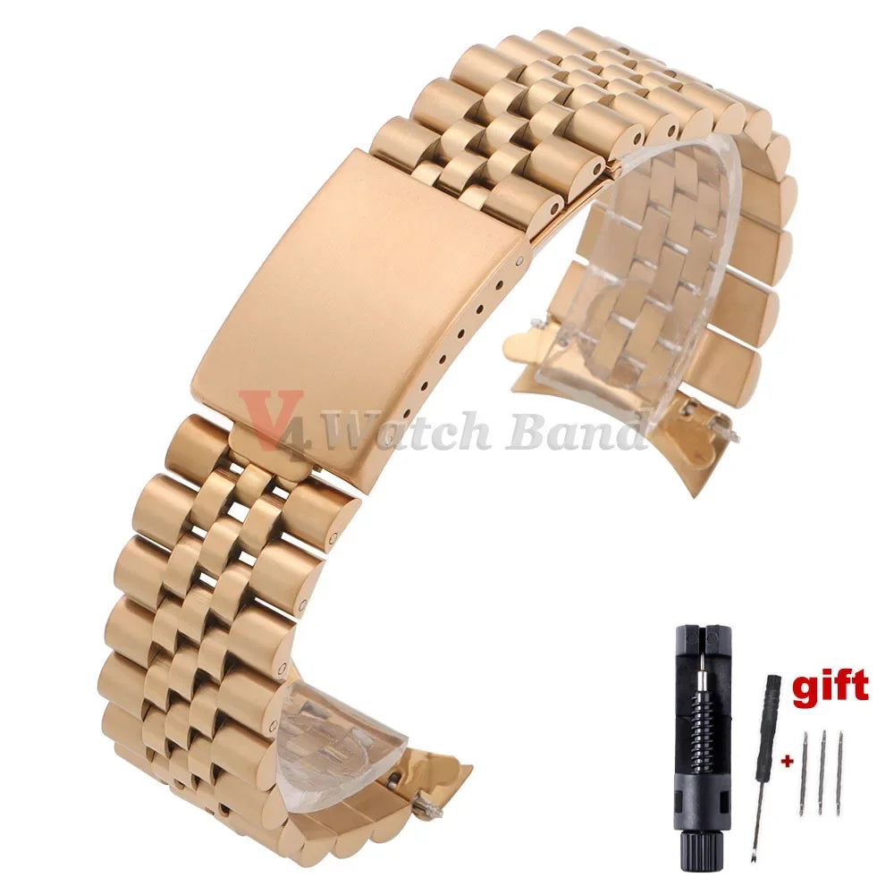 Curved End Stainless Steel Watch Bands 19mm 20mm 21mm for Rolex DATEJUST for Jubilee Solid Strap Bracelet Men Woman Watchband
