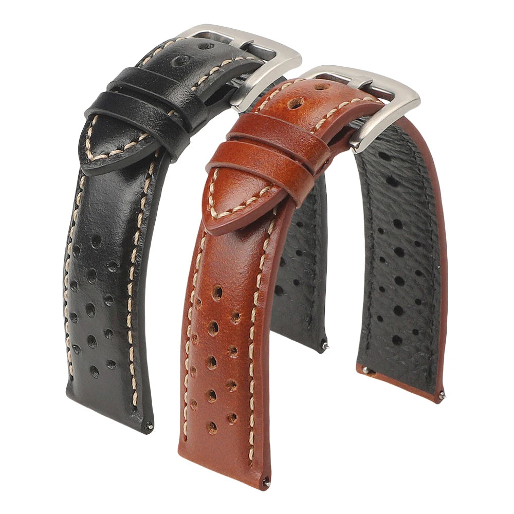 18mm 19mm 20mm 22mm Vintage Leather Watch Straps for Samsung Galaxy Watch 7/6/5 Bracelet for Seiko Quick Release Men Accessories