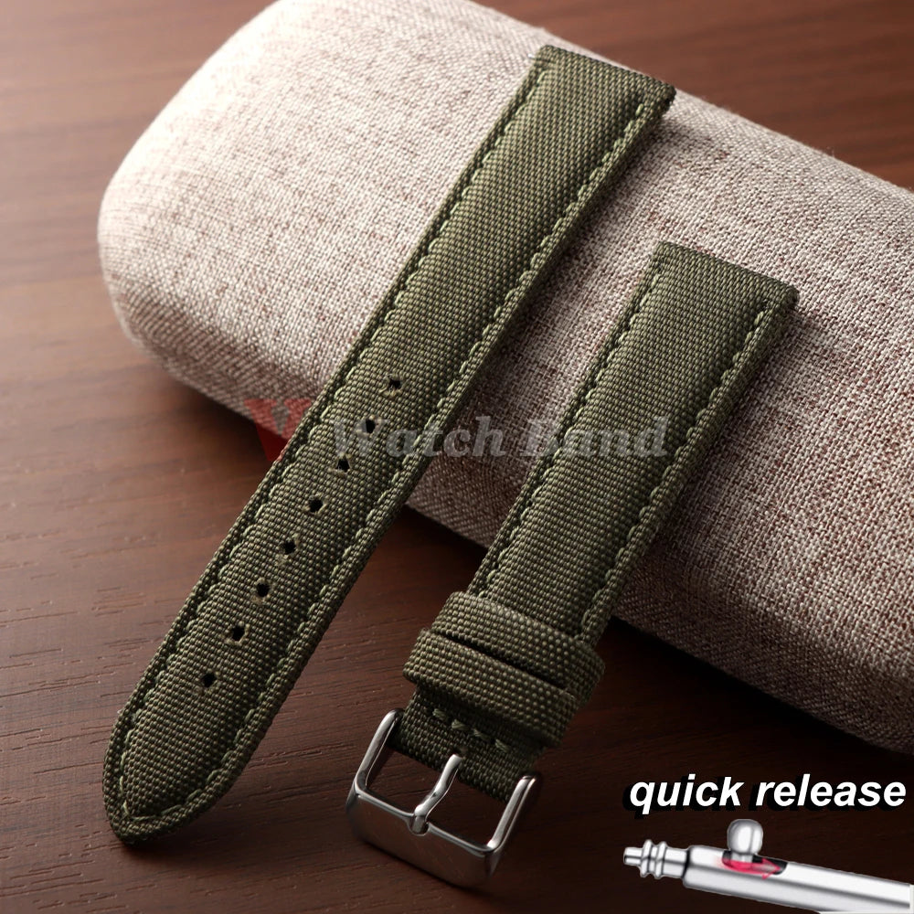 Sailcloth Strap for Omega Genuine Sailcloth Watch Band Premium Two Sided Nylon Quick Release Bracelet 20mm 22mm Sport Wristbelt