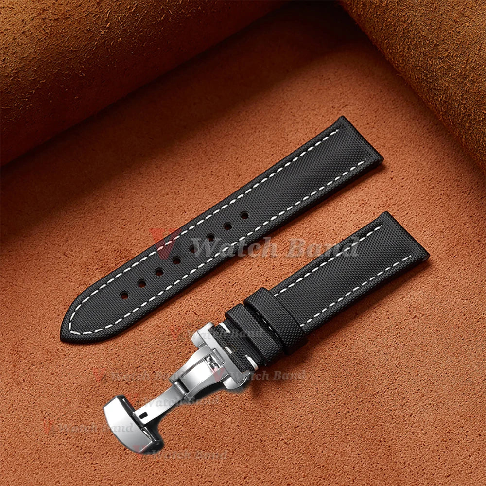 Premium Sailcloth Strap 18mm 19mm 21mm for Omega for Rolex Watch Band Butterfly Buckle Nylon Bracelet 20mm 22mm Quick Release