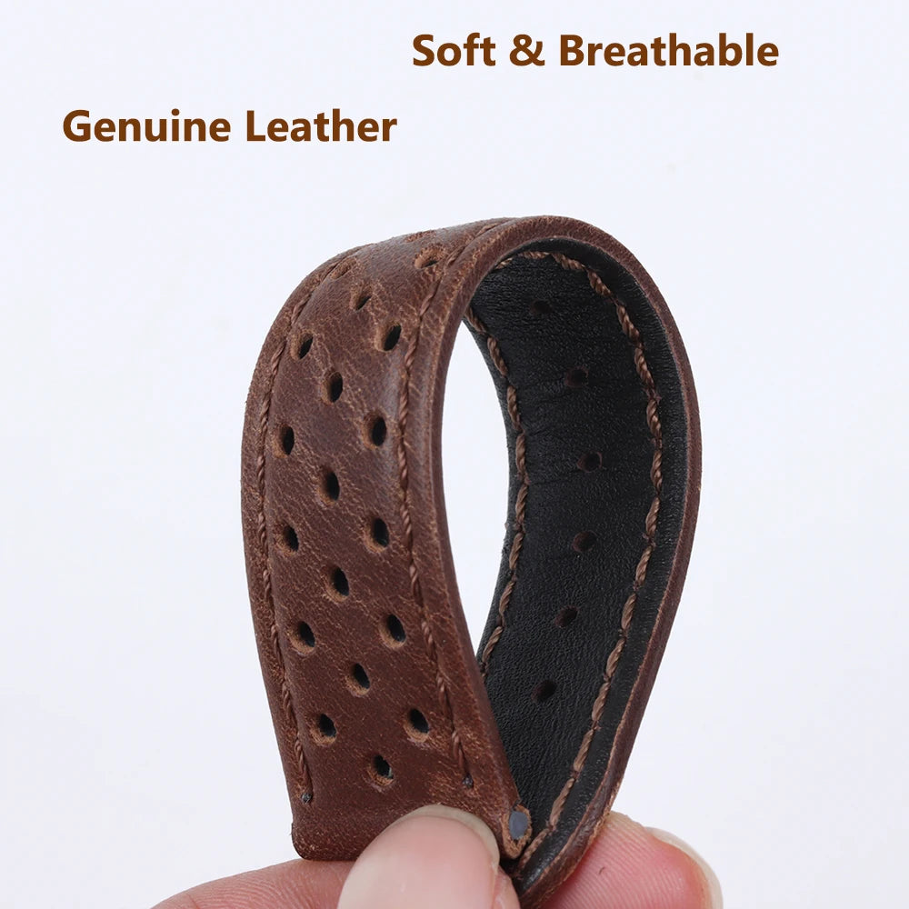 Genuine Leather Watch Strap for Tag Heuer Cowhide Breathable Watch Band 18mm 20mm 22mm for Seiko Men's  Universal Watchband