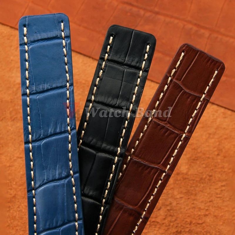 22mm 24mm Cowhide Watch Strap for Breitling Strap Waterproof Bracelet for Breitling MenWomen Wristband Genuine Leather Watchband