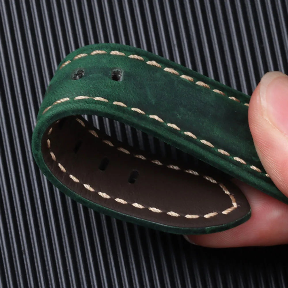 Geniune Retro Calf Leather Watchbands for Panerai 24mm 26mm 20mm 22mm Cowhide Crazy Horse Straps for Samsung for Huawei Watch