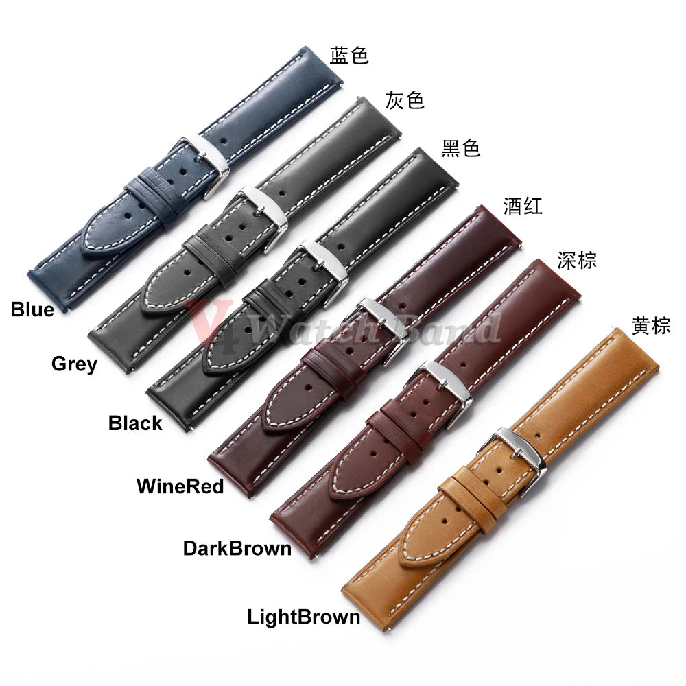 Retro Oil Wax Genuine Leather Watchband Quick Release Calfskin Strap for Seiko 18 20 22mm Wristband for Rolex Watch Accessories