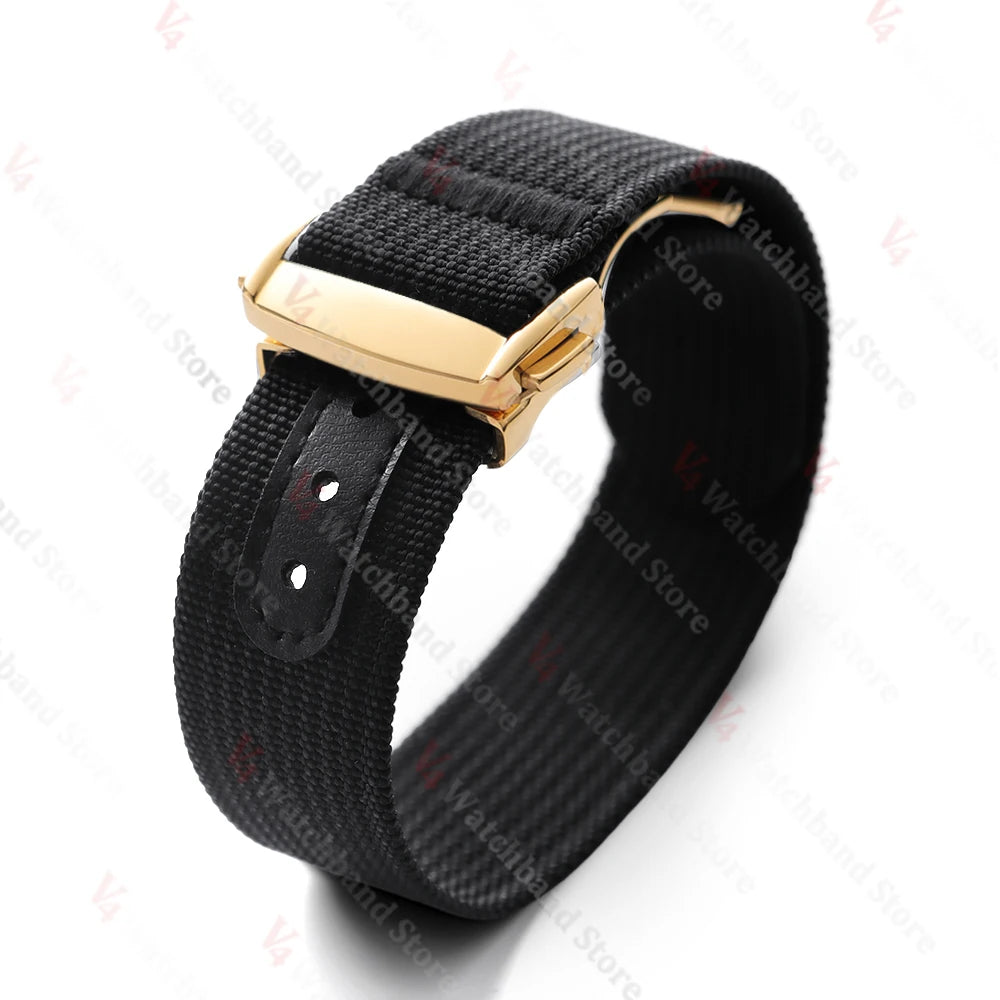 Black Gold Buckle Watch Band 20mm Men's Army Sports Breathable Braided Nylon Strap for Seiko Fabric Bracelet Wristbelt for Omega