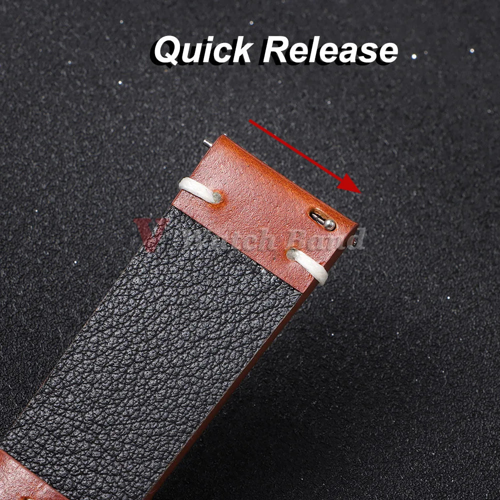 Quick Release Oil Wax Stitching Cowhide Strap for Omega 18mm 20mm 22mmBracelet For Seiko Vintage Leather Watch Band