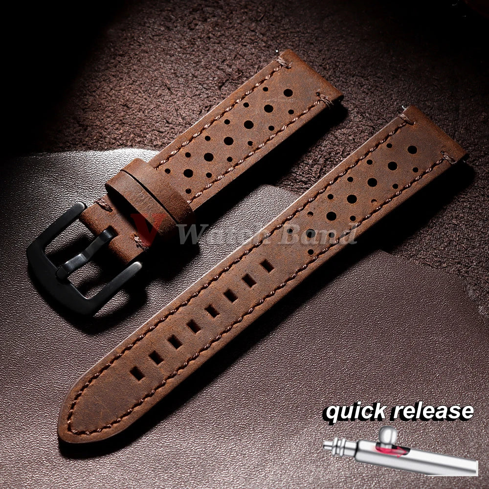 Genuine Cowhide Leather Strap for Samsung Galaxy Watch 8 7 6 5 4 3 Soft Breathable Retro Wristband 18mm 19mm 20mm 21mm 22mm 24mm