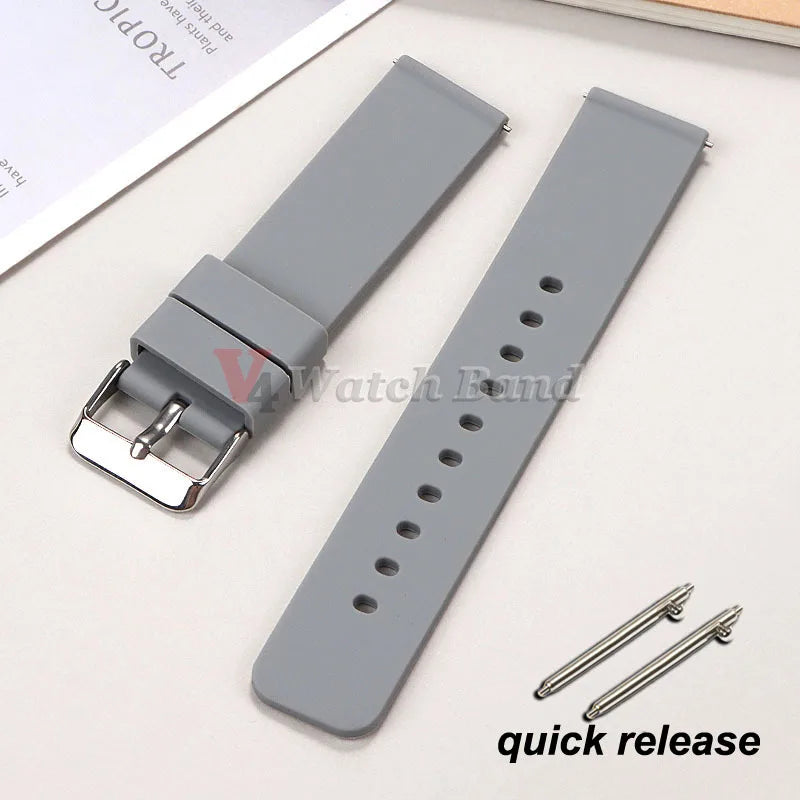 10/12/14/15/16/18/19/20/21/ 22/24mm Quick Release Silicone Strap for Samsung Galaxy Watch 3 4 5  for Huawei GT2/GT3 Smart Watch