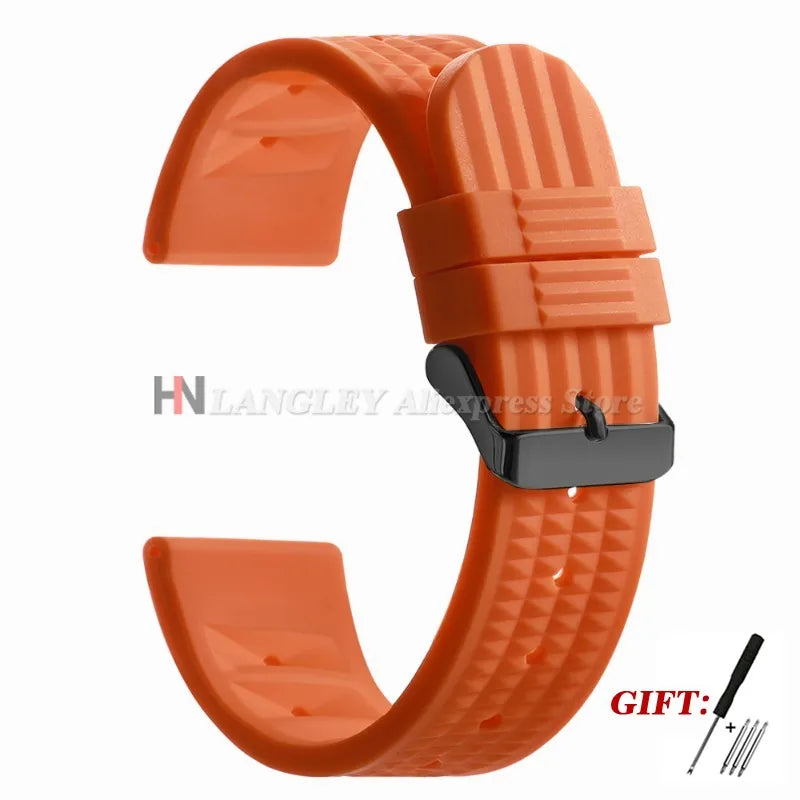 Soft Rubber Waffle Watch Band 20mm 22mm for Seiko for Rolex Water Ghost Sport Silicone Wristband Men's Replacement Strap Premium