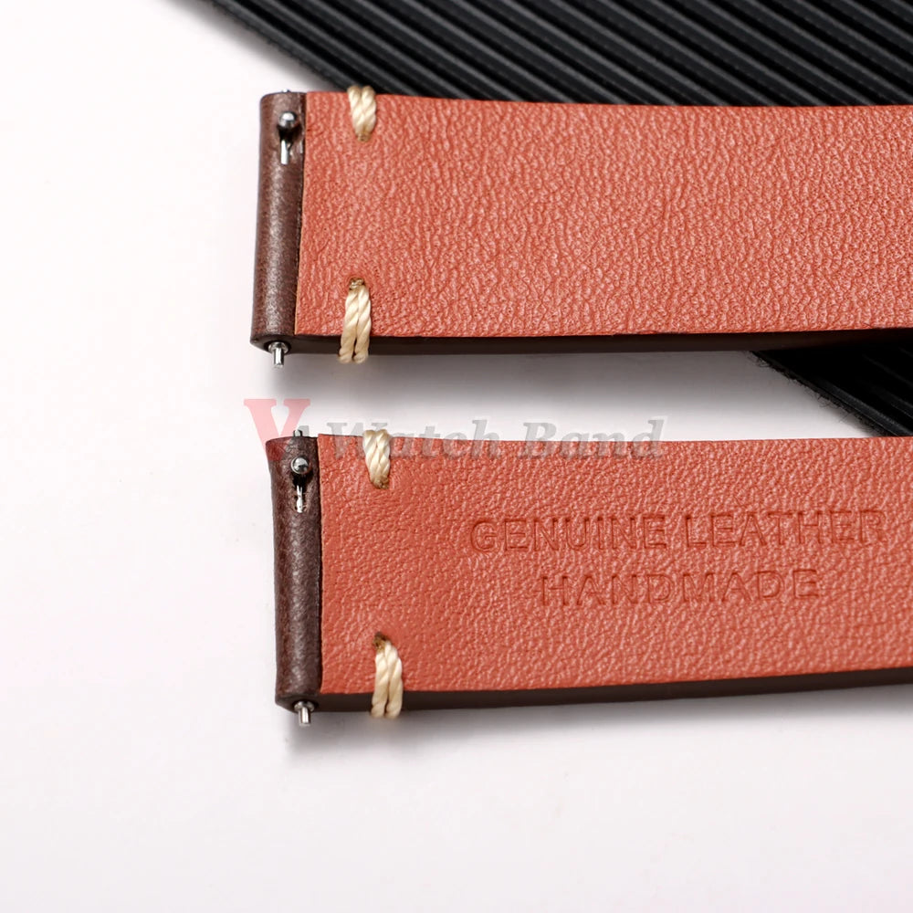 Vintage Genuineleather Watchband 20mm 22mm for Omega for Seiko Wristband Stitching Cowhide Strap Quick Release Watch Band