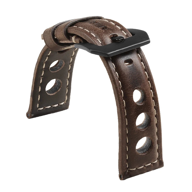 Vintage Cowhide Watchband Genuine Leather Strap for Omega for Panerai for Women Men Universal Breathable Bracelet 20mm 22mm 24mm