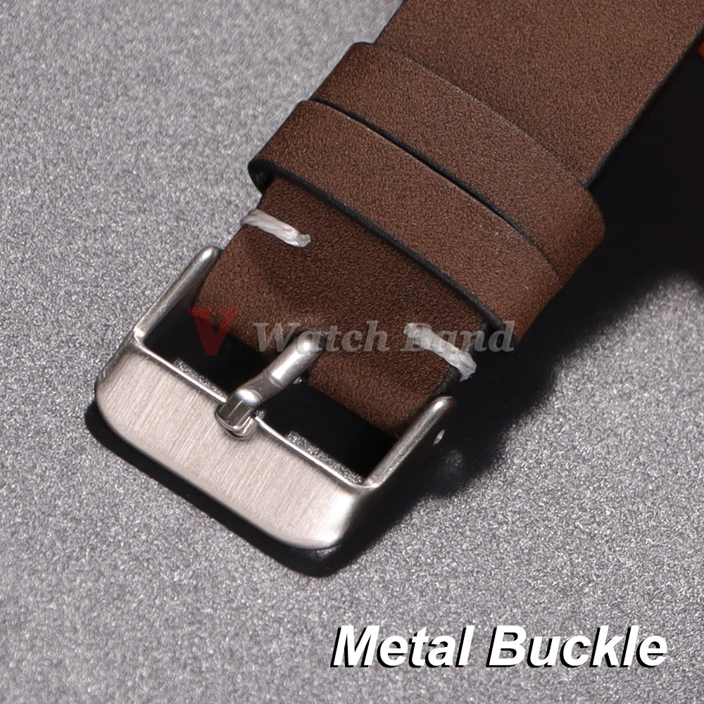 20mm 22mm Quick Release Vintage Leather Watch Band Handmade Stitching Cowhide Strap for Omega for Seiko Smartwatch Wristband