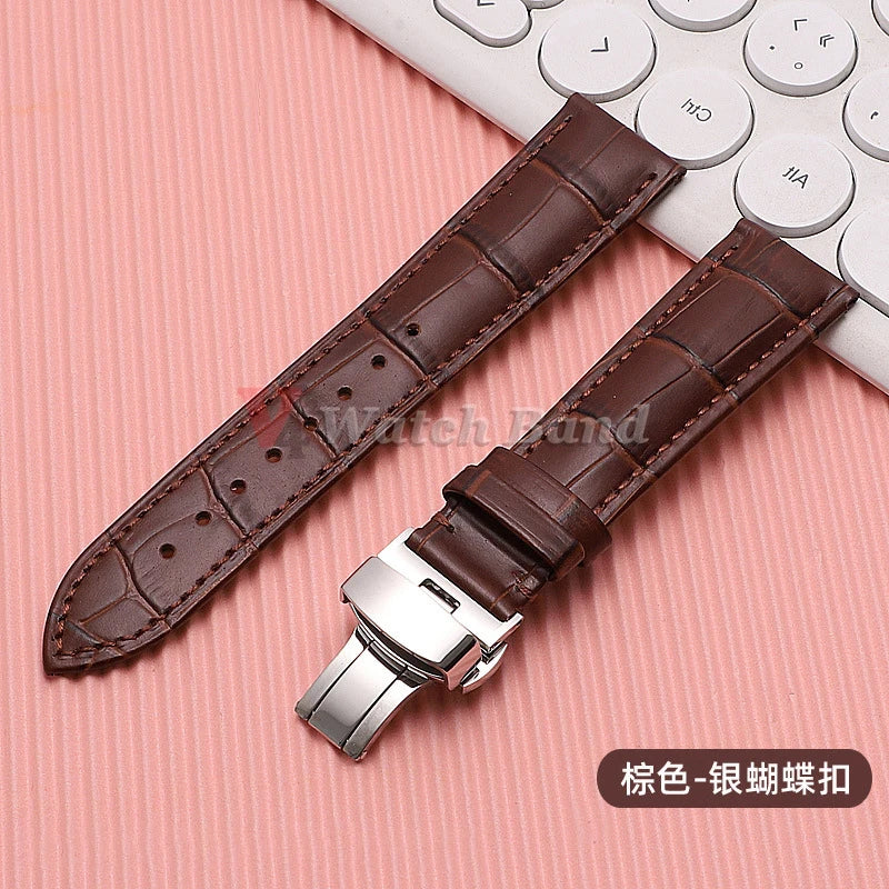Quick Release Leather Watchband for Omega Business Watch Band for Seiko Butterfly 24mm 22mm 20mm 18mm Buckle Black Brown Strap