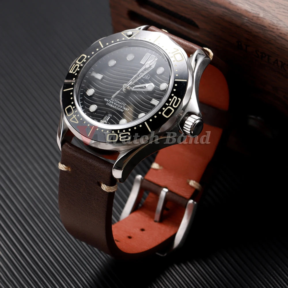 Genuine Cowhide Leather Watch Strap 20mm 22mm for Samsung Galaxy Watch 7/6/5/4 Vintage Brown Watchband Quick Release Bracelets