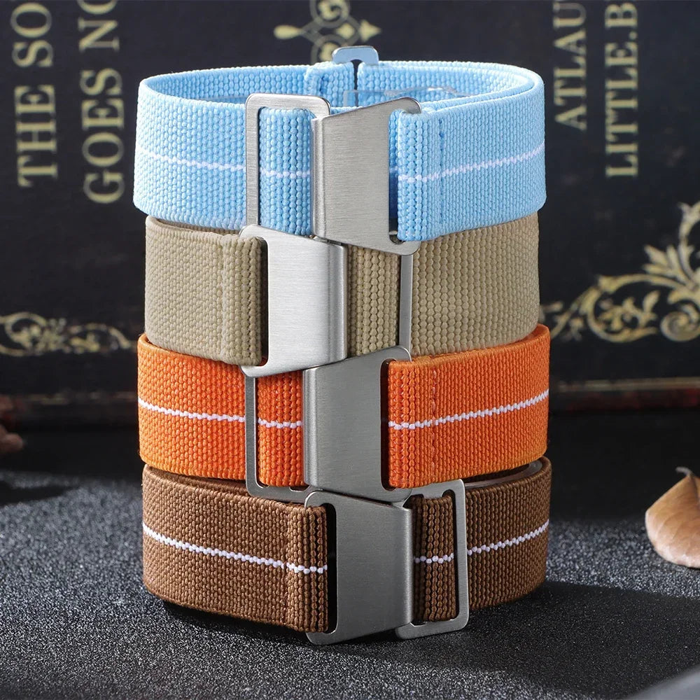 18/20/22mm Nylon Watchband for Seiko Army Military Woven Elastic Strap for French Troops Parachute Bag Universal Men Sport Band