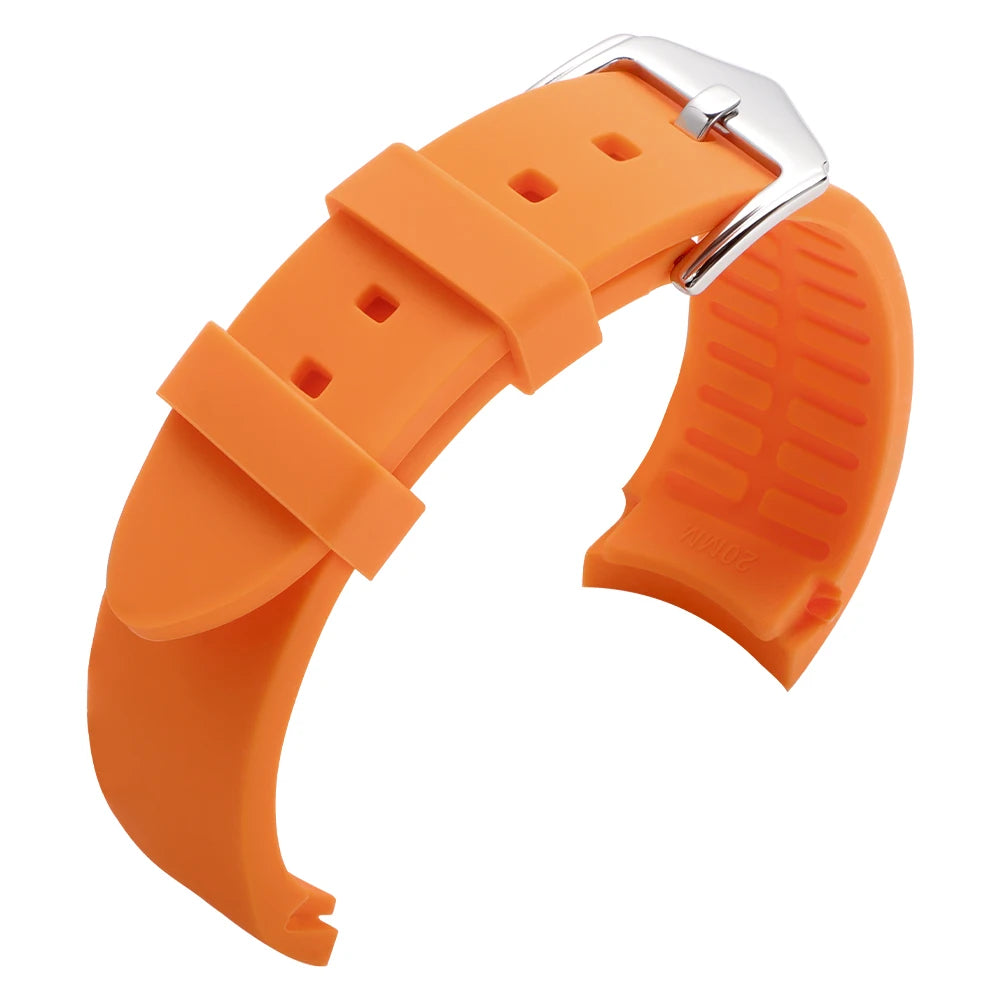 Soft Rubber Watch Strap Curved End 20mm 22mm for Rolex Green Water Ghost Silicone Watchband 18/19/21/24mm Bracelet MenSport Band