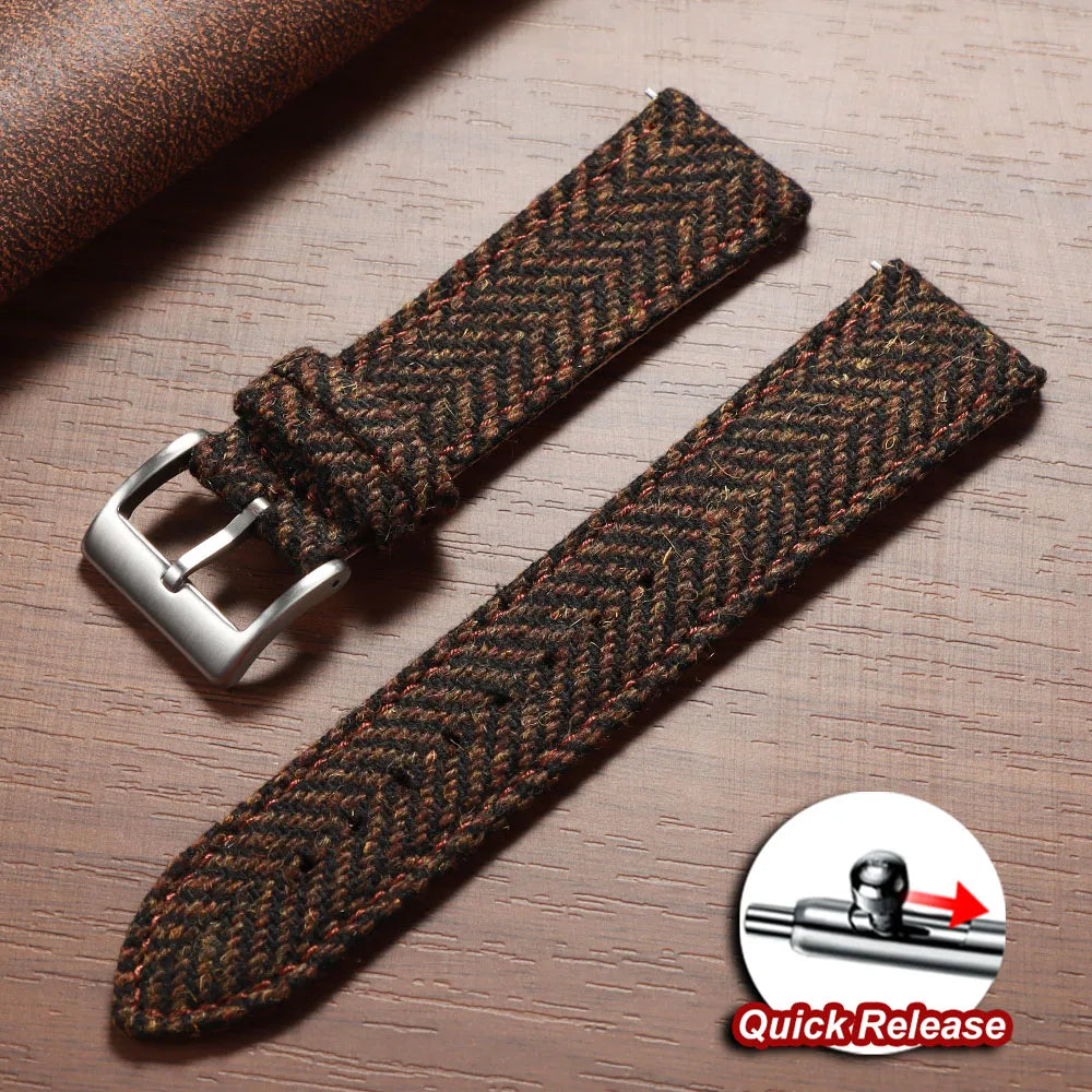 Quick Release Weave Bracelet for Omega for Seiko Vintage Genuine Cowhide Tweed Nylon Strap 18mm 20mm 22mm Smartwatch Watch Band