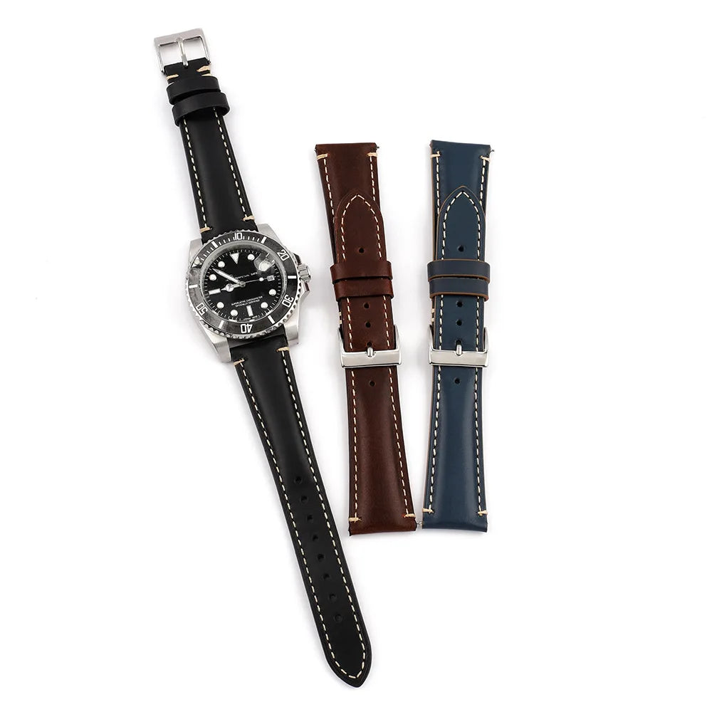 Retro Cowhide Watch Strap for Seiko for Casio 20mm 22mm 24mm Watch Accessories Men Women Red Wrist Belt Bracelet