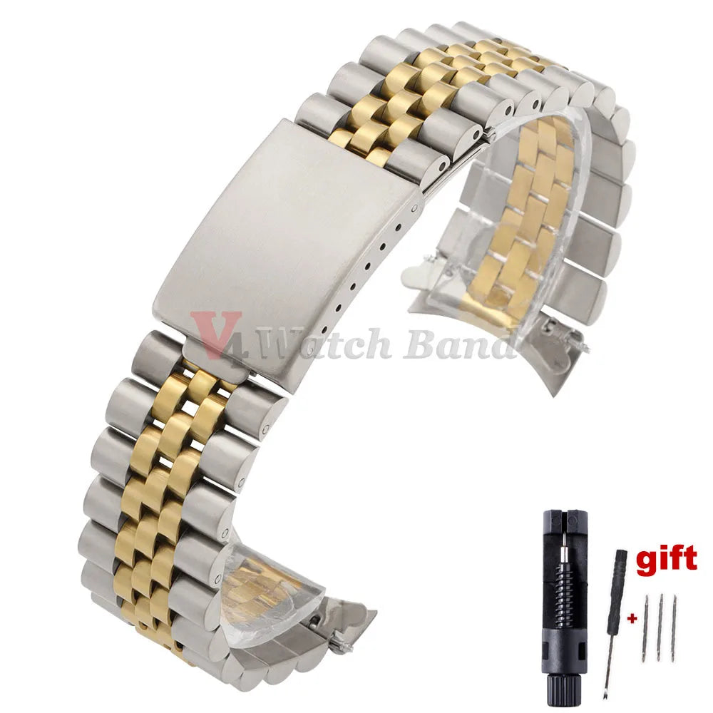 19mm 20mm 21mm Curved End Stainless Steel Watch Bands for Rolex DATEJUST for Jubilee Solid Strap Bracelet Men Woman Watchband