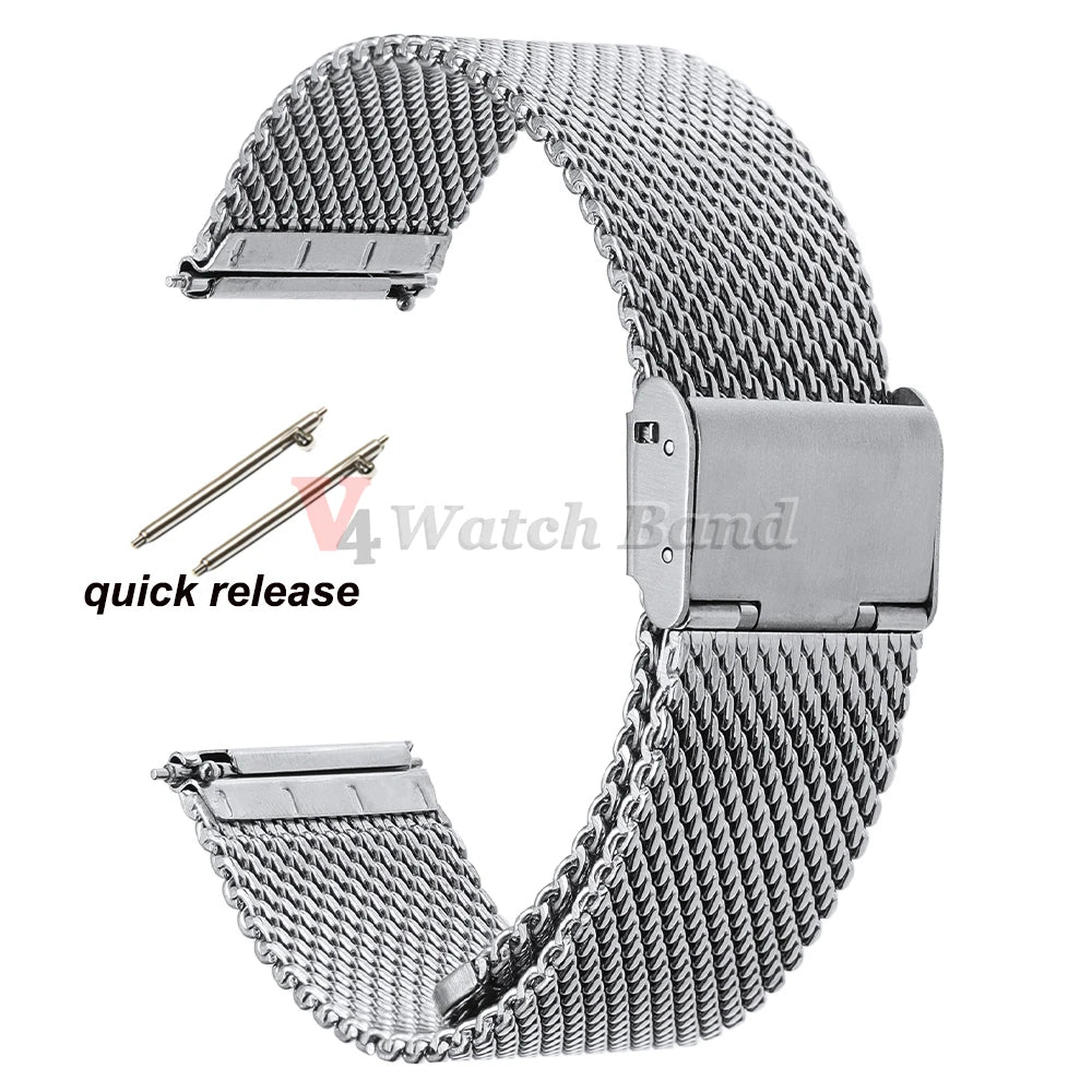 0.8 Mesh Milanese Stainless Steel Strap 18mm 20mm 22mm for DW 2mm Thickness Wire Strap Adjustable Length Watch Accessories