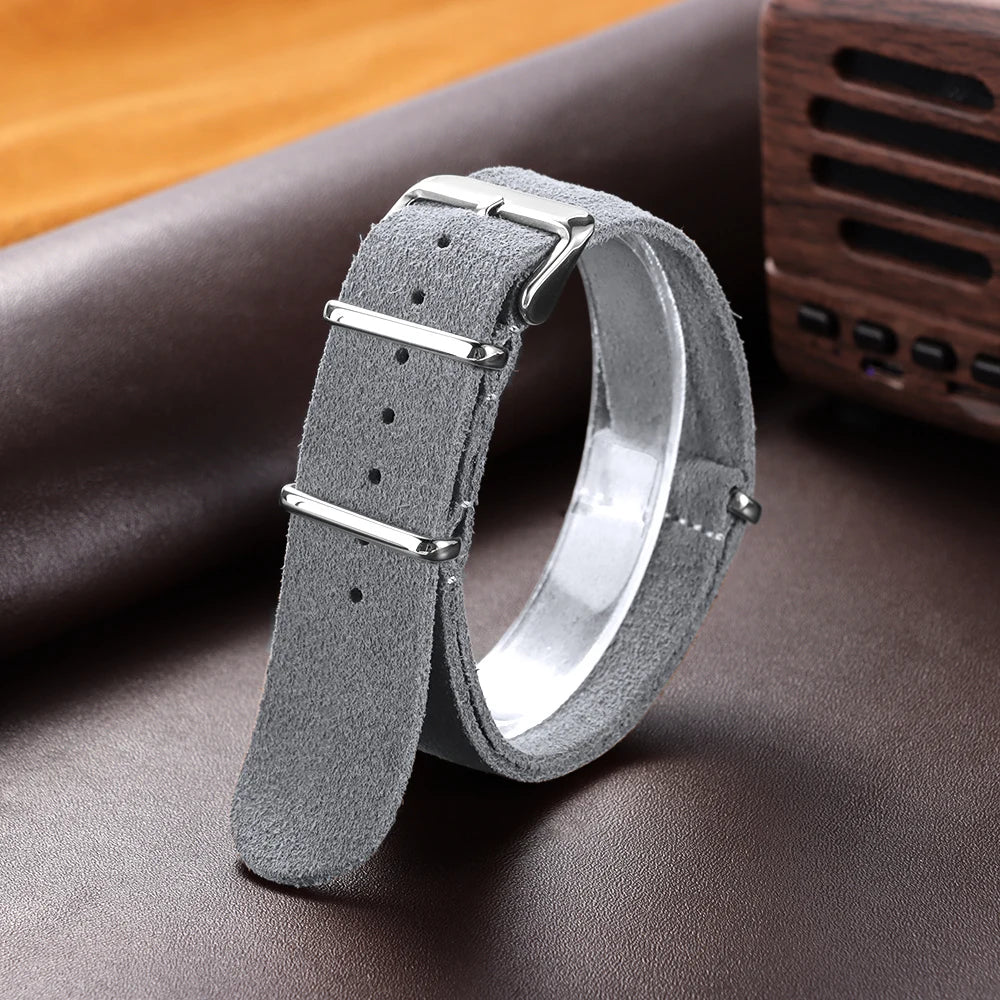 20mm 22mm Wrist Bracelet for Seiko Vintage Soft Suede Genuine Cowhide Watchband for Omega Strap for Samsung Galaxy Watch 4/5/6/7