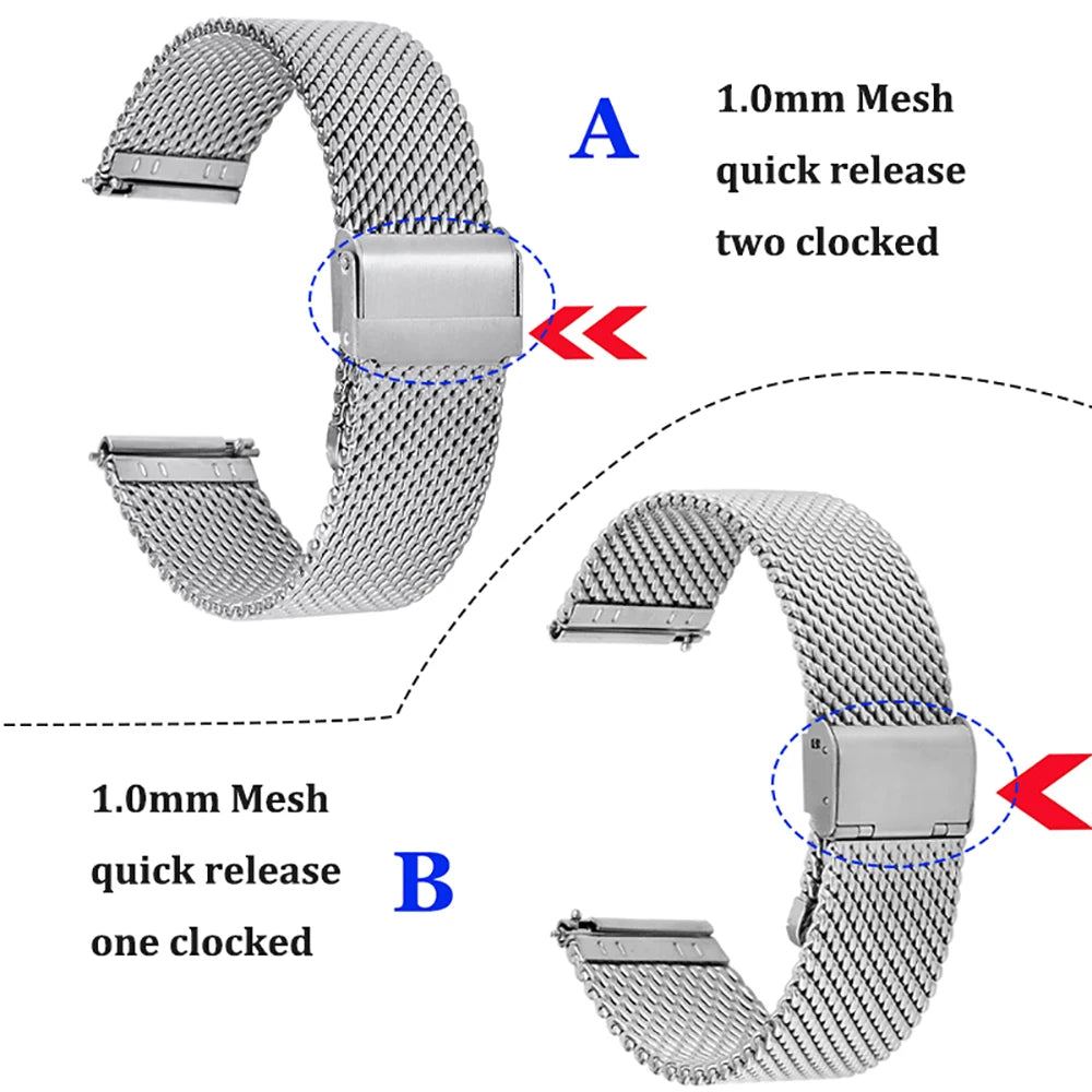 1.0 Mesh Milanese Strap for Seiko for Casio 2.5 Thickness Stainless Steel Watch Bracelet for DW for Omega Wristbelt18/20/22/24mm