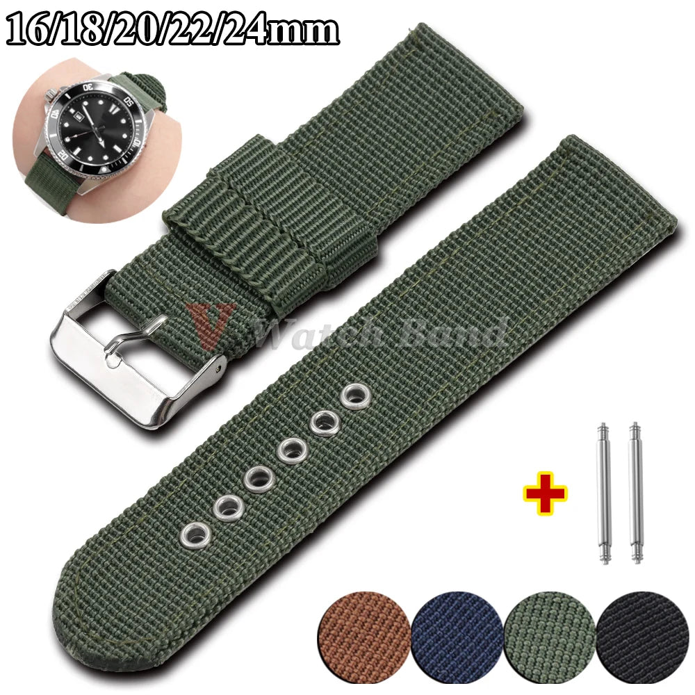 16/18/20/22/24mm Nylon Watch Band for Seiko Army Military Canvas Woven Nylon Strap for Huawei Wristband Men's Sport Watch Bands