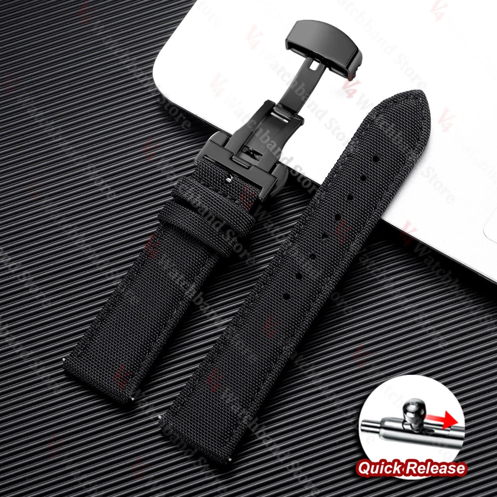 Sailcloth Strap 20mm 22mm for Rolex Nylon Watch Band for Seiko Men Sport Business Quick Release Green Butterfly Buckle Wristband