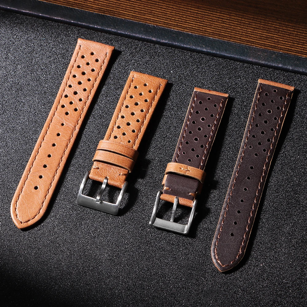 18mm 20mm 22mm Universal Genuine Cowhide Watch Band Vintage Strap for Men Women Breathable Bracelet Sport Wristbelt Accessory