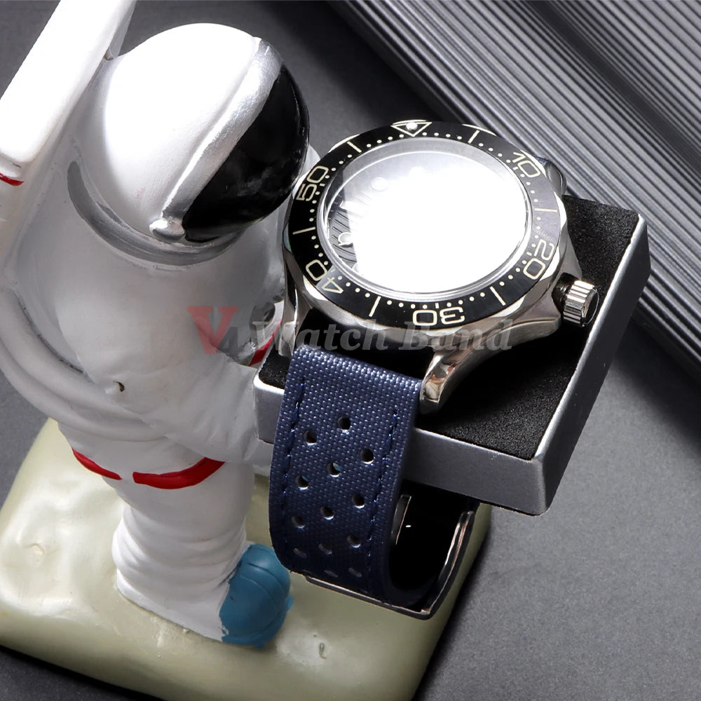 Quality Sailcloth Oxford Leather Watch Strap for Seiko for Omega 18mm 20mm 22mm Qucik Release Fabric WatchBands Butterfly Buckle