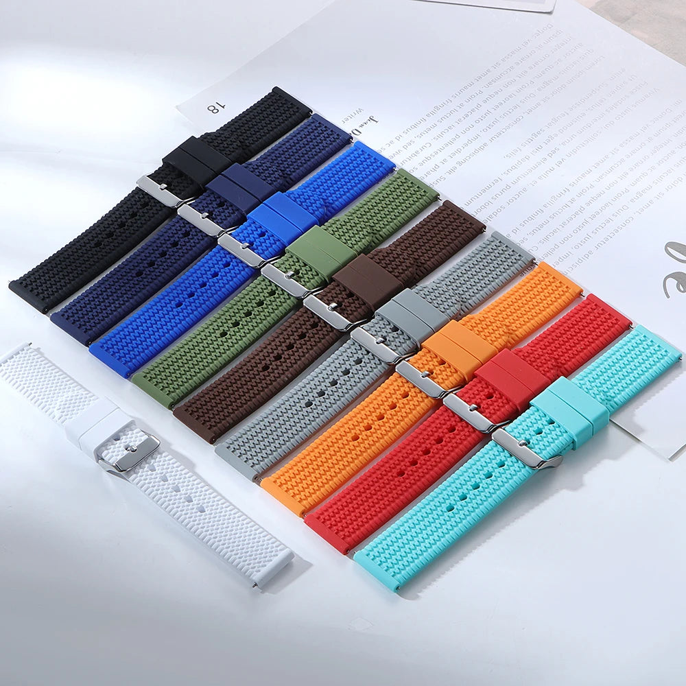 18mm 20mm 22mm 24mm Silicone Watch Band Quick Release Soft Rubber Strap for Seiko Bracelet for Rolex Sport Replacement Wristband