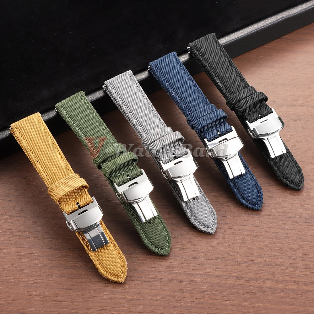 QuickRelease Nylon Watchband for Hamilton Military Sailcloth Watch Strap 20mm 22mm for Omega for Seiko Business Butterfly Buckle