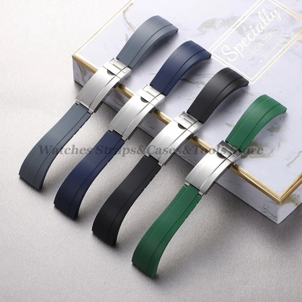 20mm Silicone Strap For Rolex for Daytona for Submariner Diving Bracelet for Oysterflex Soft Rubber Waterproof Men's Sports Band