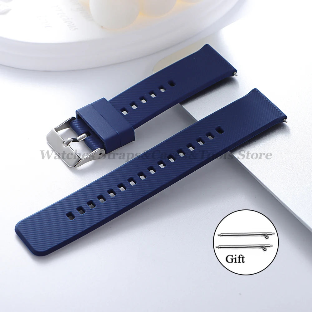 Soft Silicone Watchband Strap 18mm 19mm 20mm 21mm 22mm for Omega for Seiko Quick Release for Smartwatch Men's Universal Bracelet