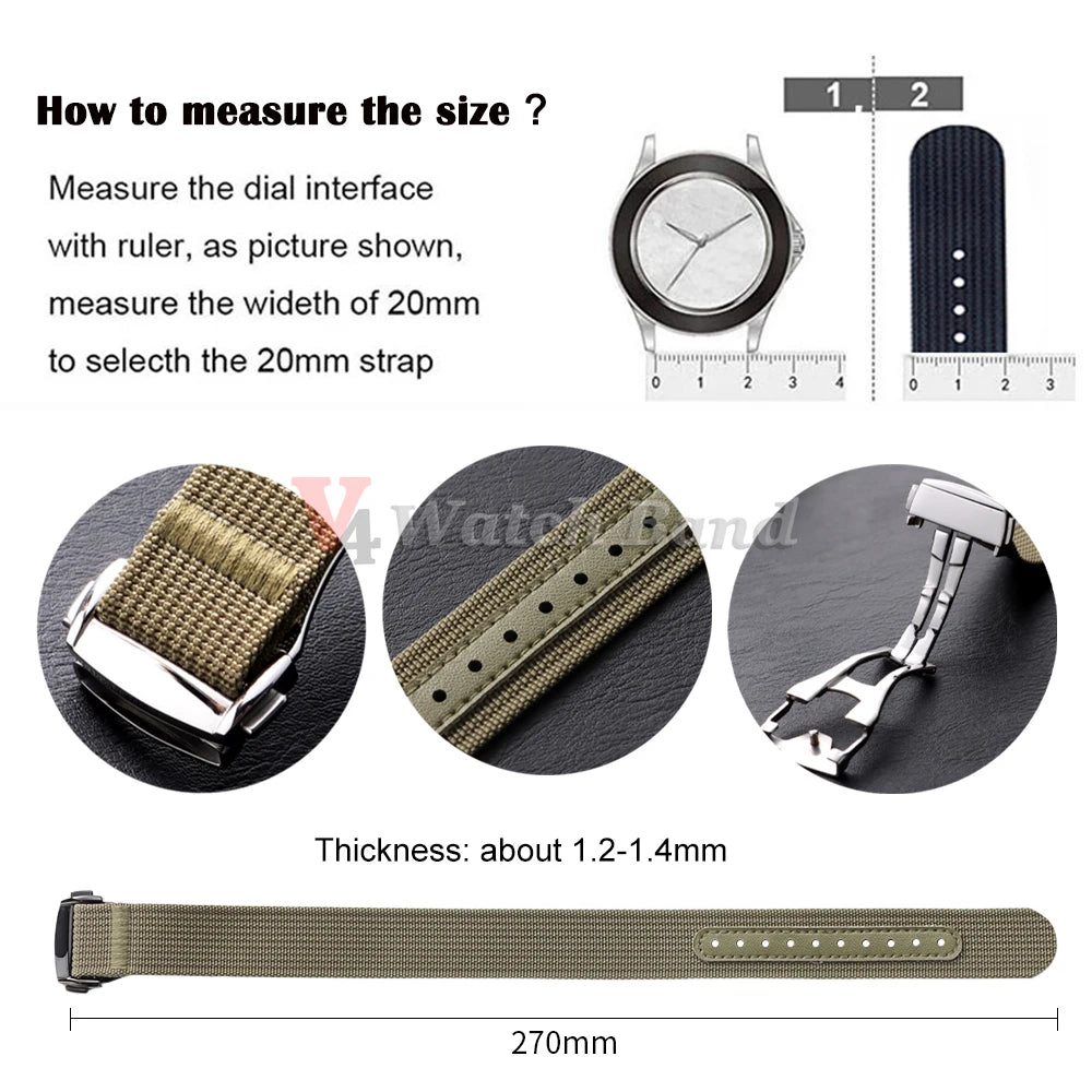 Black Gold Buckle Watch Band 20mm Men's Army Sports Breathable Braided Nylon Strap for Seiko Fabric Bracelet Wristbelt for Omega