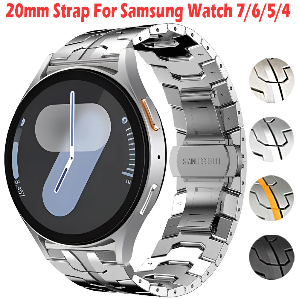 Metal Strap For Samsung Galaxy Watch 7 40/44mm Stainless Steel Band 20mm For Galaxy Watch 4/5/6 46mm Business Bracelet Wristband
