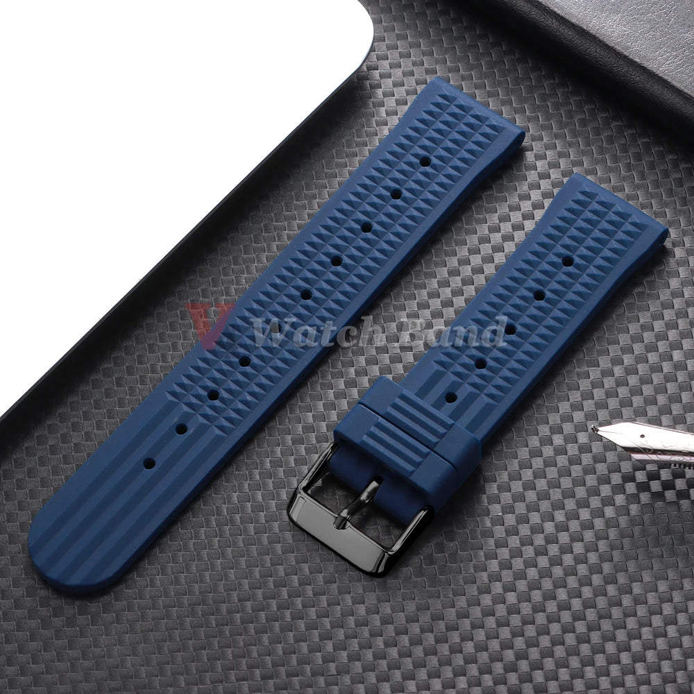Premium Rubber Band for Seiko Watch Strap 20mm 22mm Flat-end Universal Silicone Rubber Bracelet Wrist Strap Soft for Smartwatch