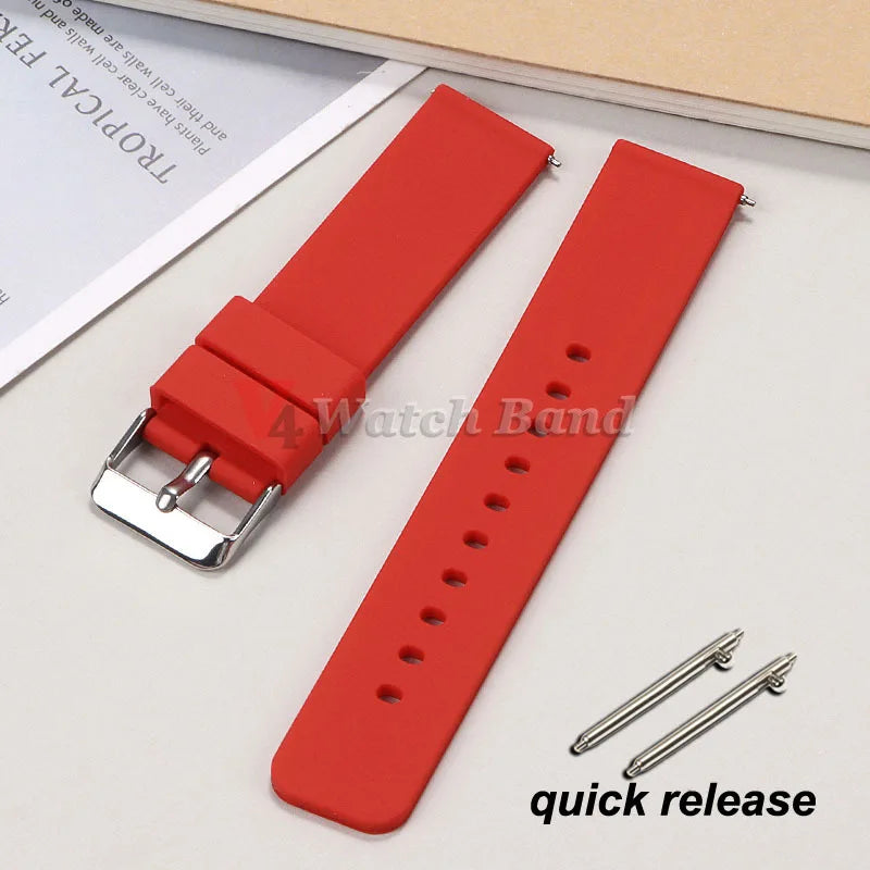 10/12/14/15/16/18/19/20/21/ 22/24mm Quick Release Silicone Strap for Samsung Galaxy Watch 3 4 5  for Huawei GT2/GT3 Smart Watch