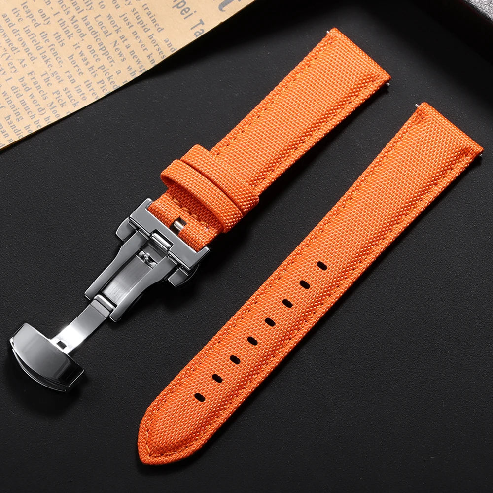20mm 22mm Watch Strap for Omega Two-Sided Nylon Cowhide Watchband for Rolex Band Sport Wristband Quick Release Belt Accessories