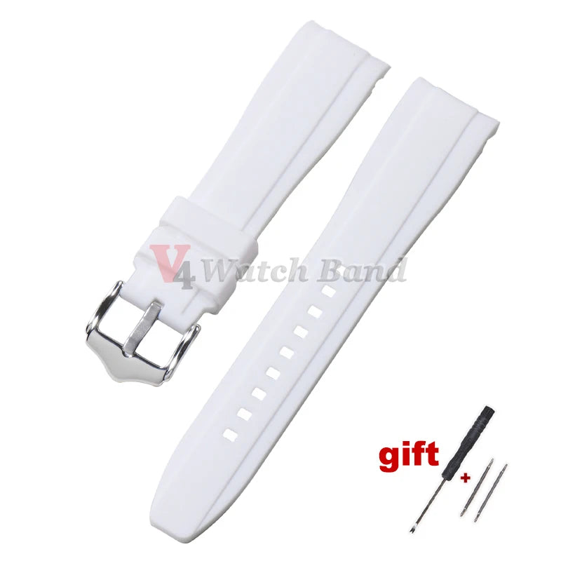 Curved End Rubber Watch Strap for Swatch for Omega Moonswatch 20mm 22mm Universal Wrist Band for Seamaster for Rolex for Tissot