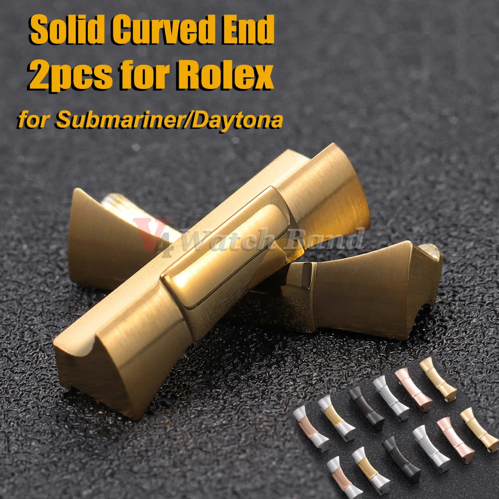 Solid Stainless Steel Curved End Silver End Link for Rolex for Submariner for Daytona Watch Arc Interface Waterproof Accessories