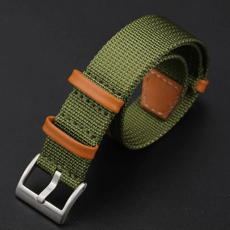 Canvas Durable Nylon Patch Leather Straps for Rolex Watchband for Omega Watch Bracelet for Seiko Replacement Wristband 20mm 22mm