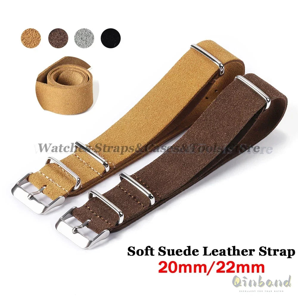 Soft Suede Geniune Leather Strap 20mm 22mm for Seiko Vintage Men Women Sport Watchband for Huawei Watch Gt2/Gt3 42/46mm Bracelet
