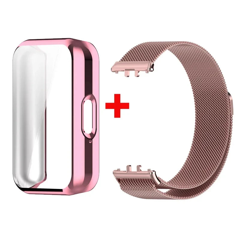 Case+Milanese Strap For Samsung Galaxy Fit 3 Full Protector Cover Band For Samsung Galaxy Fit 3 SM-R390 Magnetic Watchband