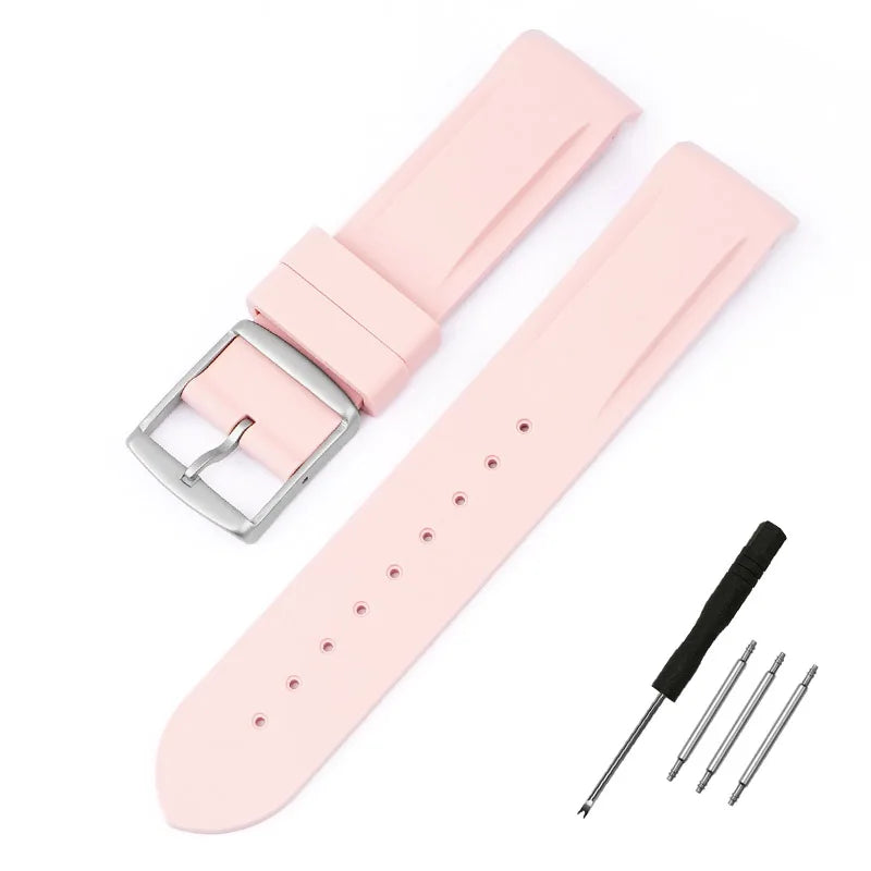 Curved End Rubber Watchband 20mm for Omega for Moonswatch Men Women Waterproof Sports Watch Strap Band For Brand Watches