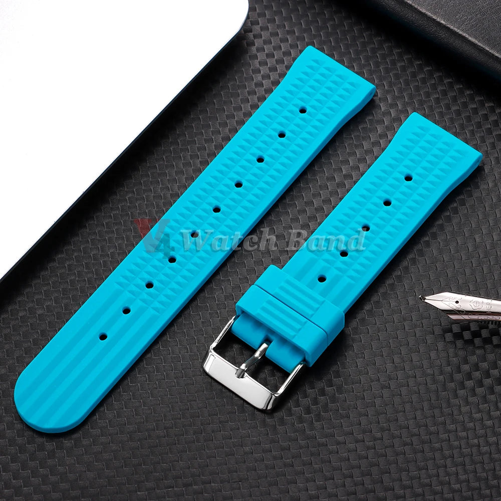 Premium Rubber Band for Seiko Watch Strap 20mm 22mm Flat-end Universal Silicone Rubber Bracelet Wrist Strap Soft for Smartwatch