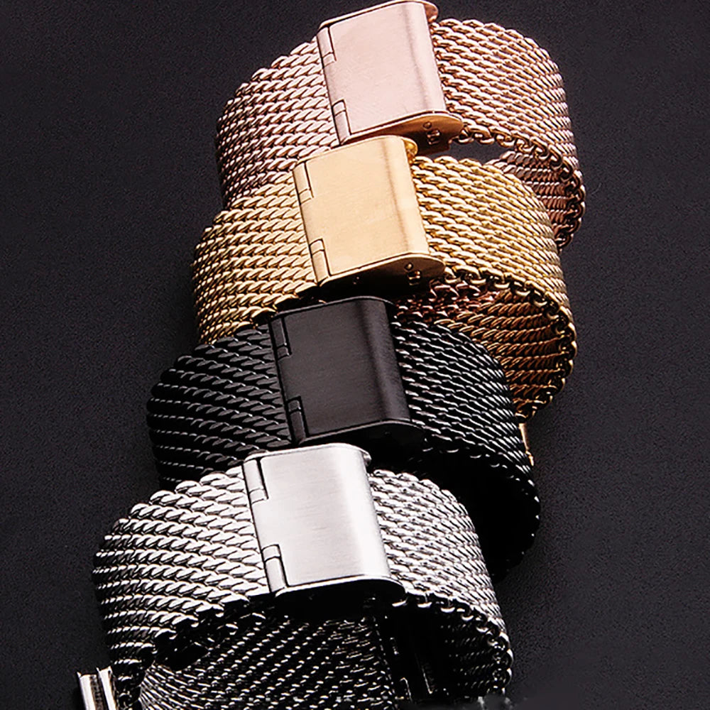1.0 Mesh Milanese Watch Strap QuickRelease Stainless Steel Bracelet 3mm Thickness for DW for Omega Wristband 18mm 20mm 22mm 24mm