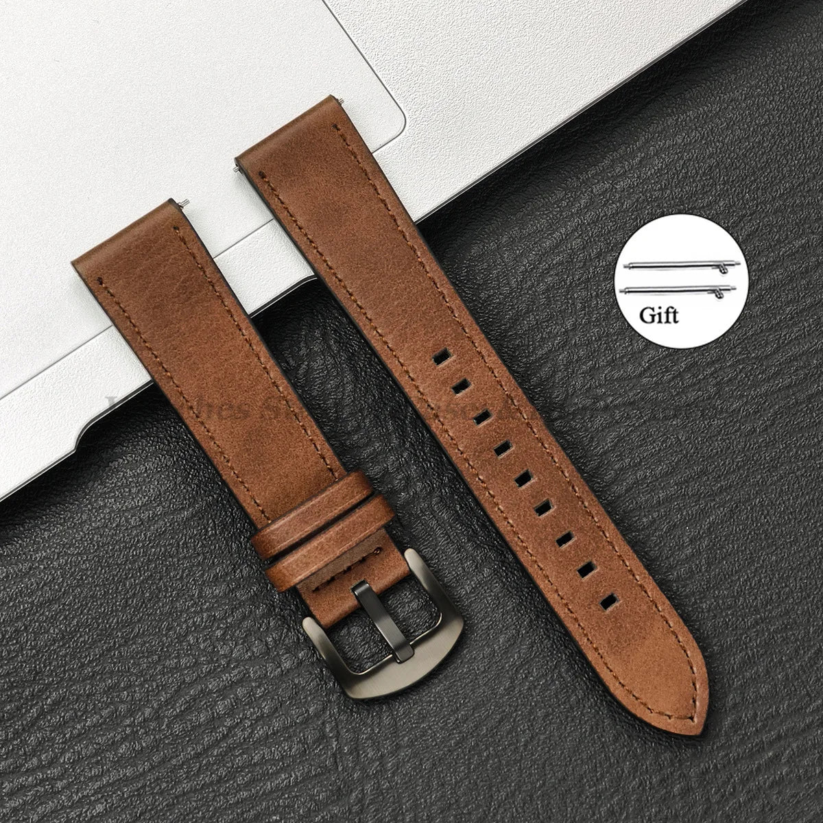 20mm 22mm Leather Strap for Samsung Galaxy Watch 7 6 5 4 40mm 44mm GearS3 Band Vintage Brown Bracelet for Huawei Watch GT5/GT4/3